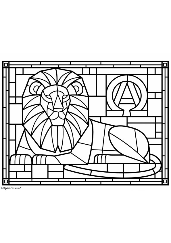 Coloriage Lion en vitrail à imprimer dessin