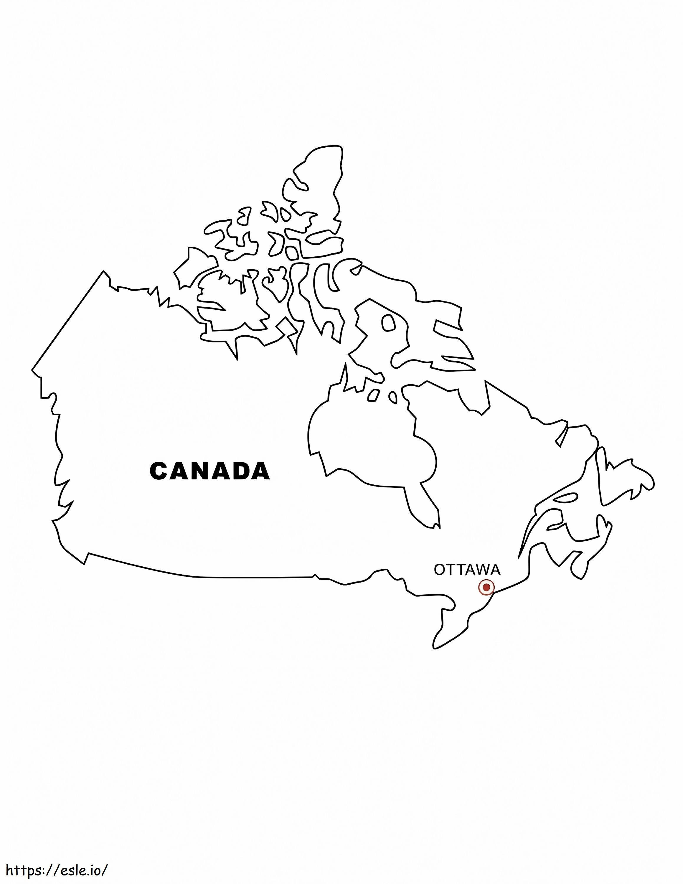 Mapa do Canadá 6 para colorir
