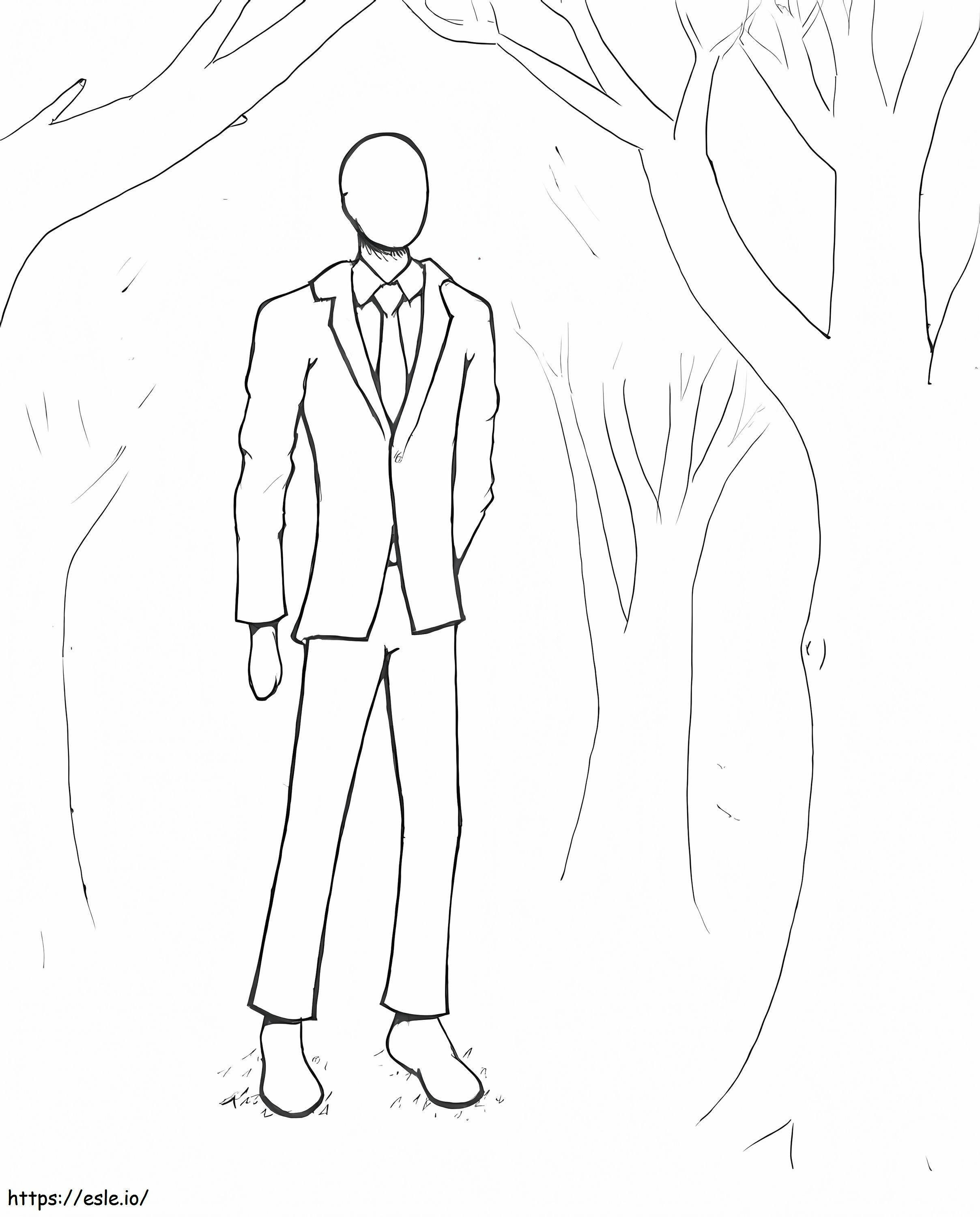 Coloriage Homme mince dans le bois à imprimer dessin