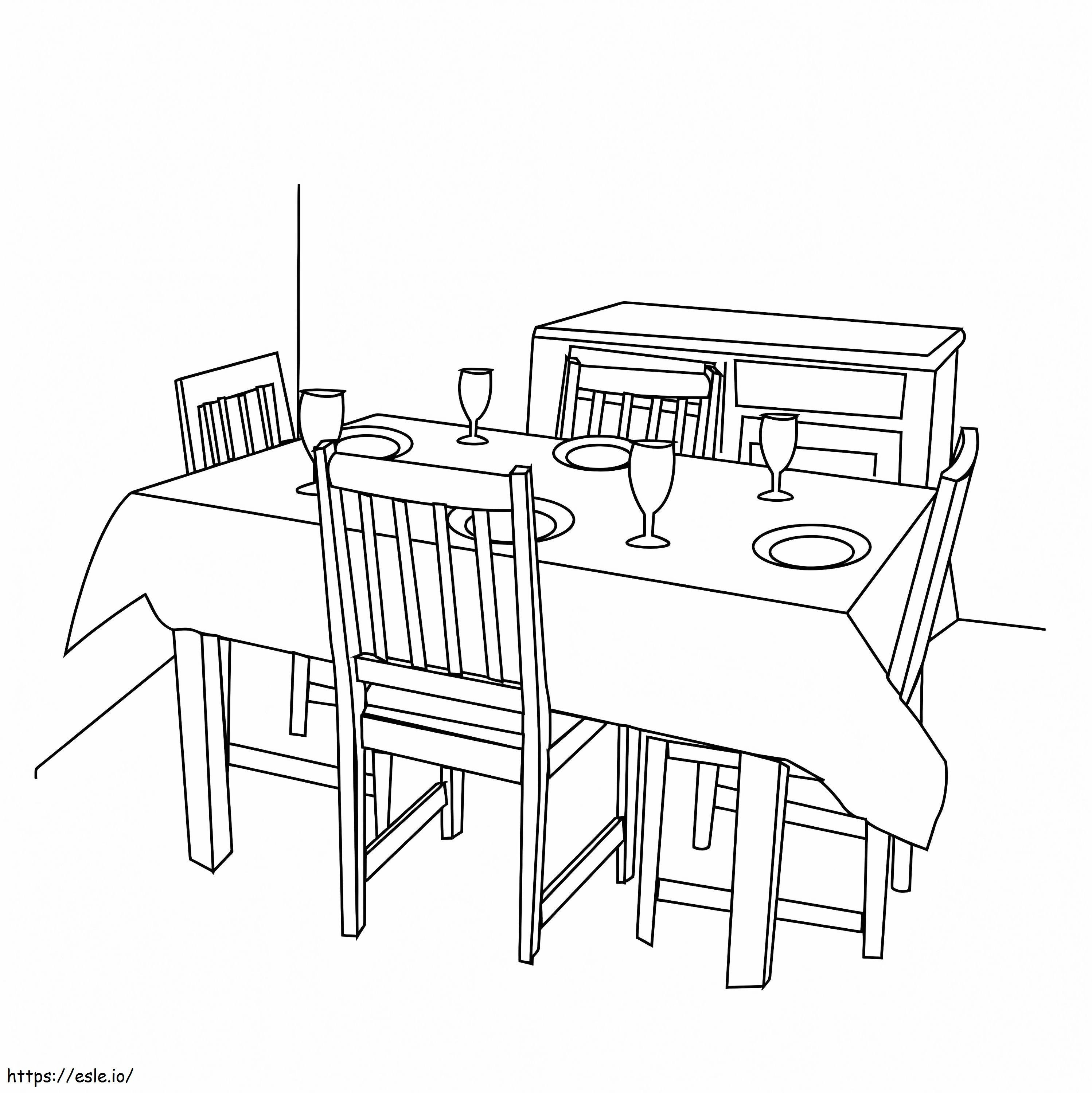 Bezpłatny stół kuchenny kolorowanka