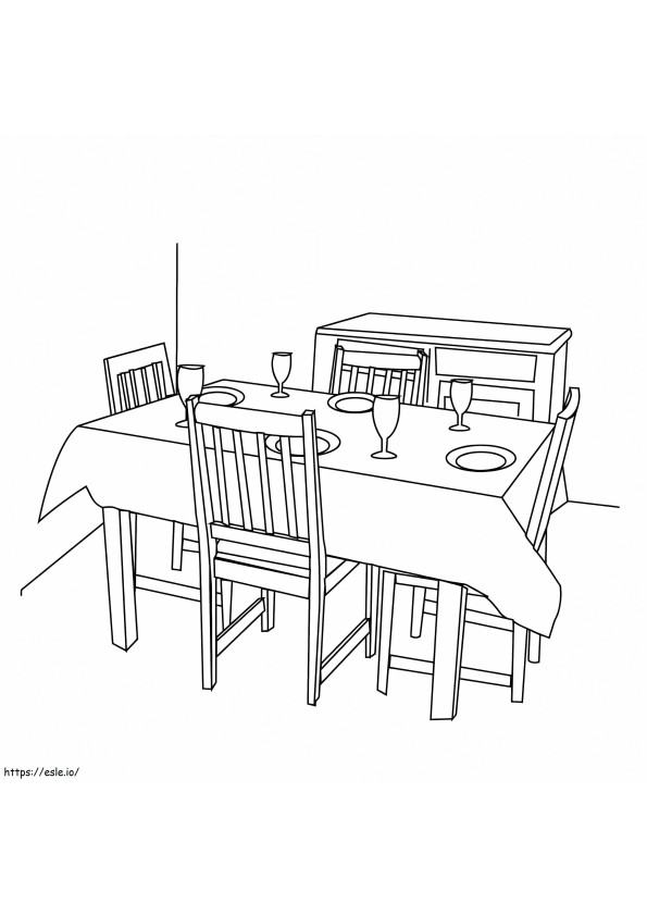 Bezpłatny stół kuchenny kolorowanka