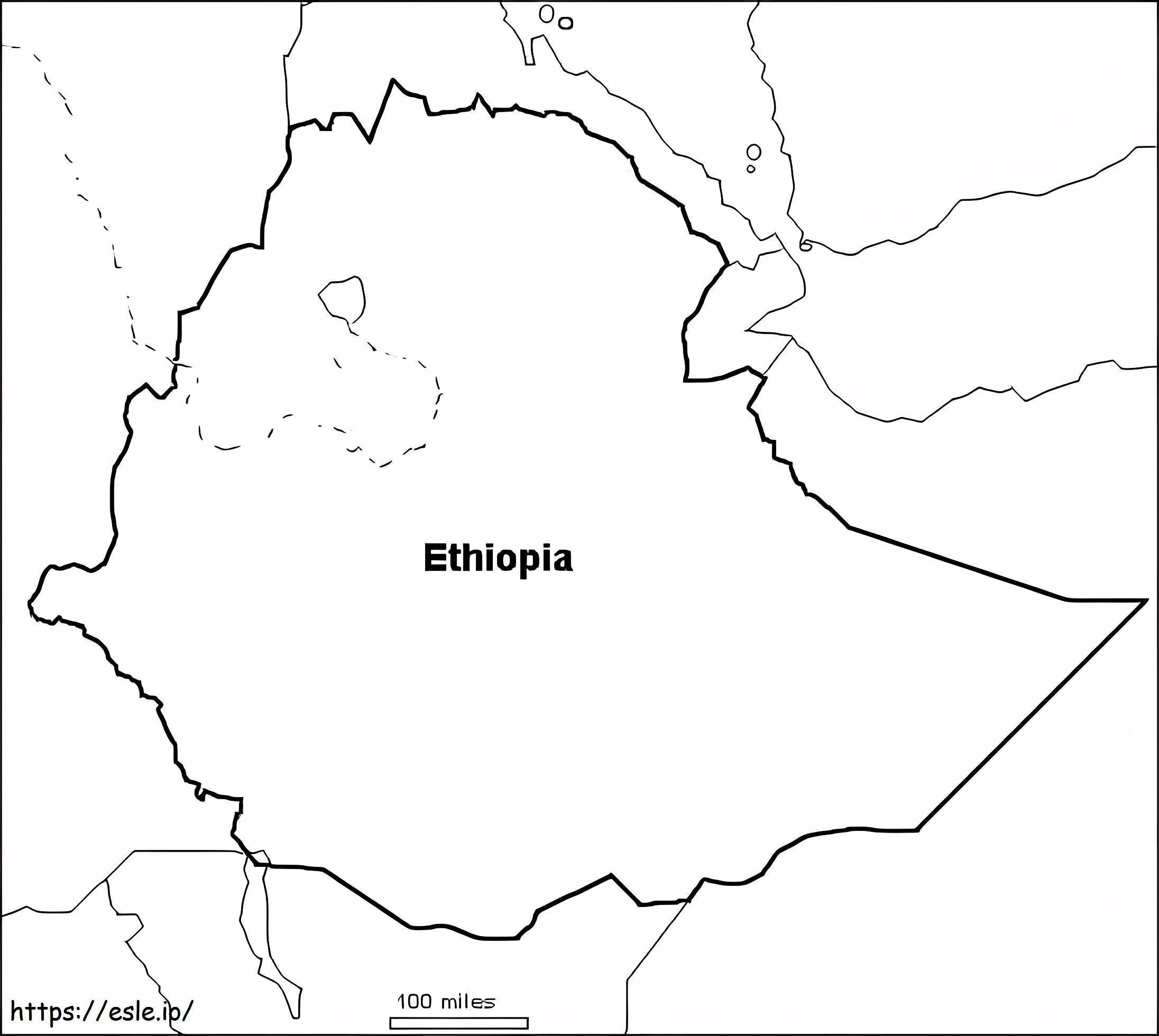 Mapa Etiopii kolorowanka