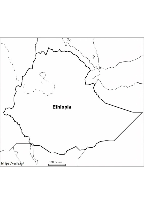 Mapa de Etiopía para colorear