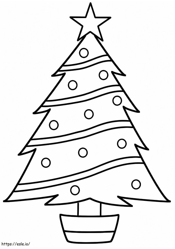 Bintang Sederhana Di Pohon Natal Gambar Mewarnai