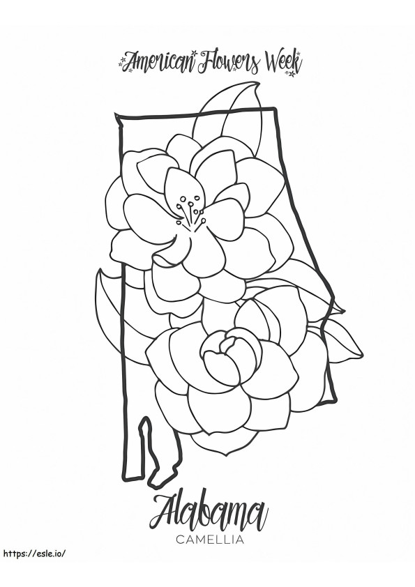 Coloriage Camélia de l'Alabama, fleur d'état à imprimer dessin