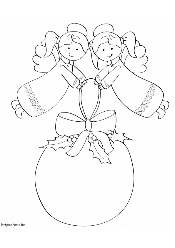 Christmas Angels And Ornament coloring page