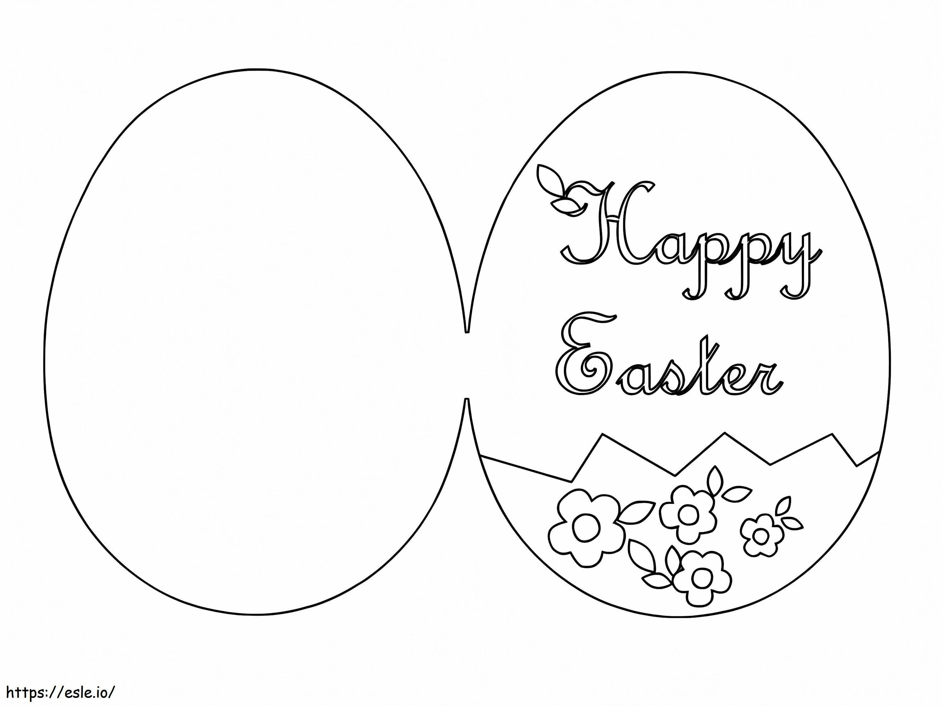 Egyszerű boldog húsvéti kártya kifestő