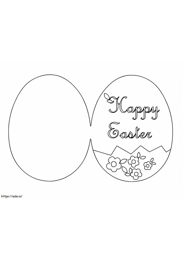 Coloriage Carte de Joyeuses Pâques facile à imprimer dessin