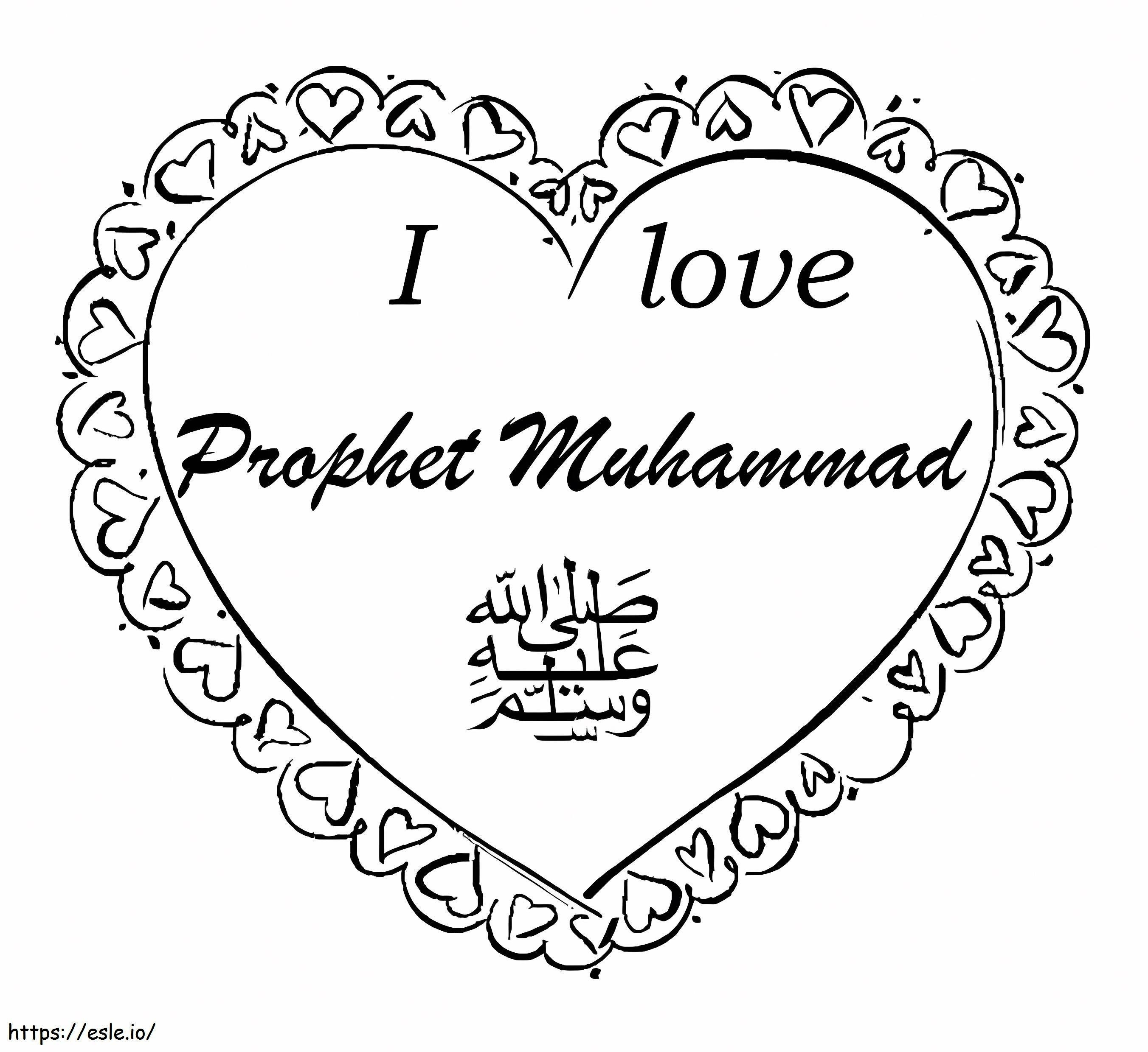 Amo al profeta Mahoma para colorear