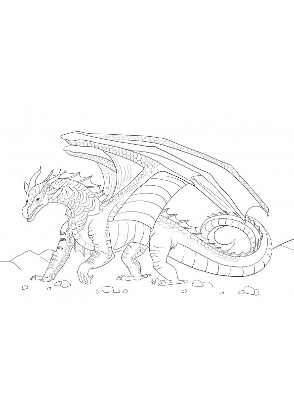 Big seawing dragon for coloring and free printing image