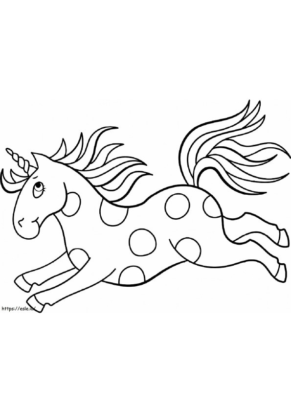 Unicorno maculato in corsa da colorare