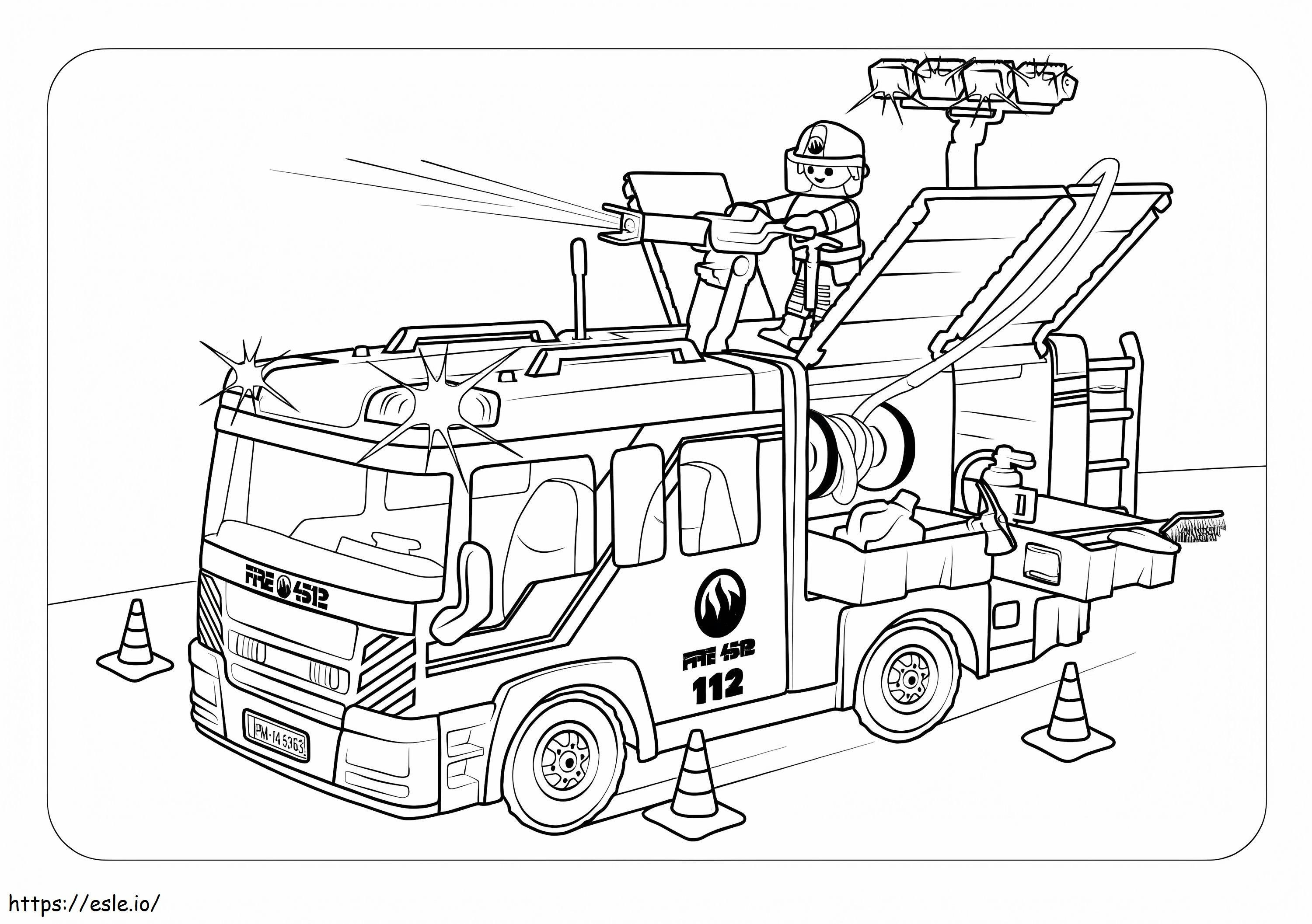 Caminhão de bombeiros Playmobil para colorir