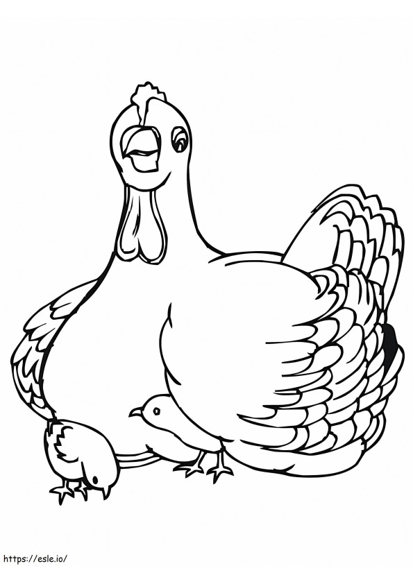 Induk Ayam Dengan Anak Ayam Gambar Mewarnai