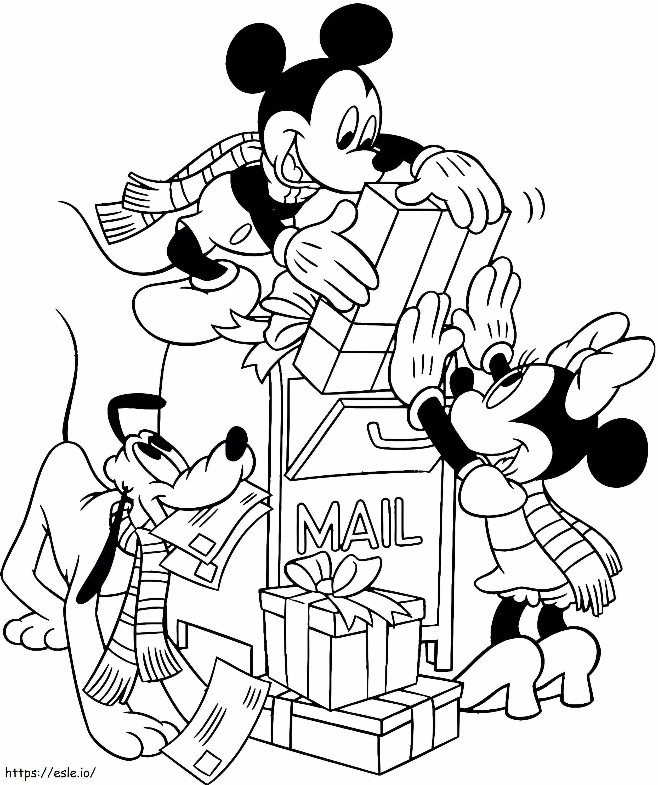 Mickey Mouse con regalos para colorear