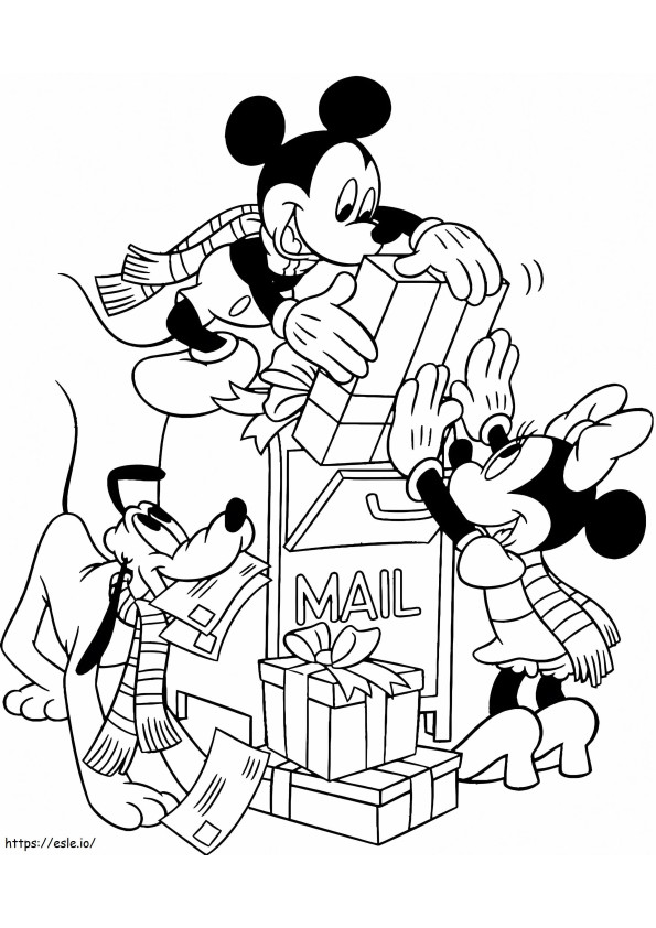 Mickey Mouse With Gifts coloring page