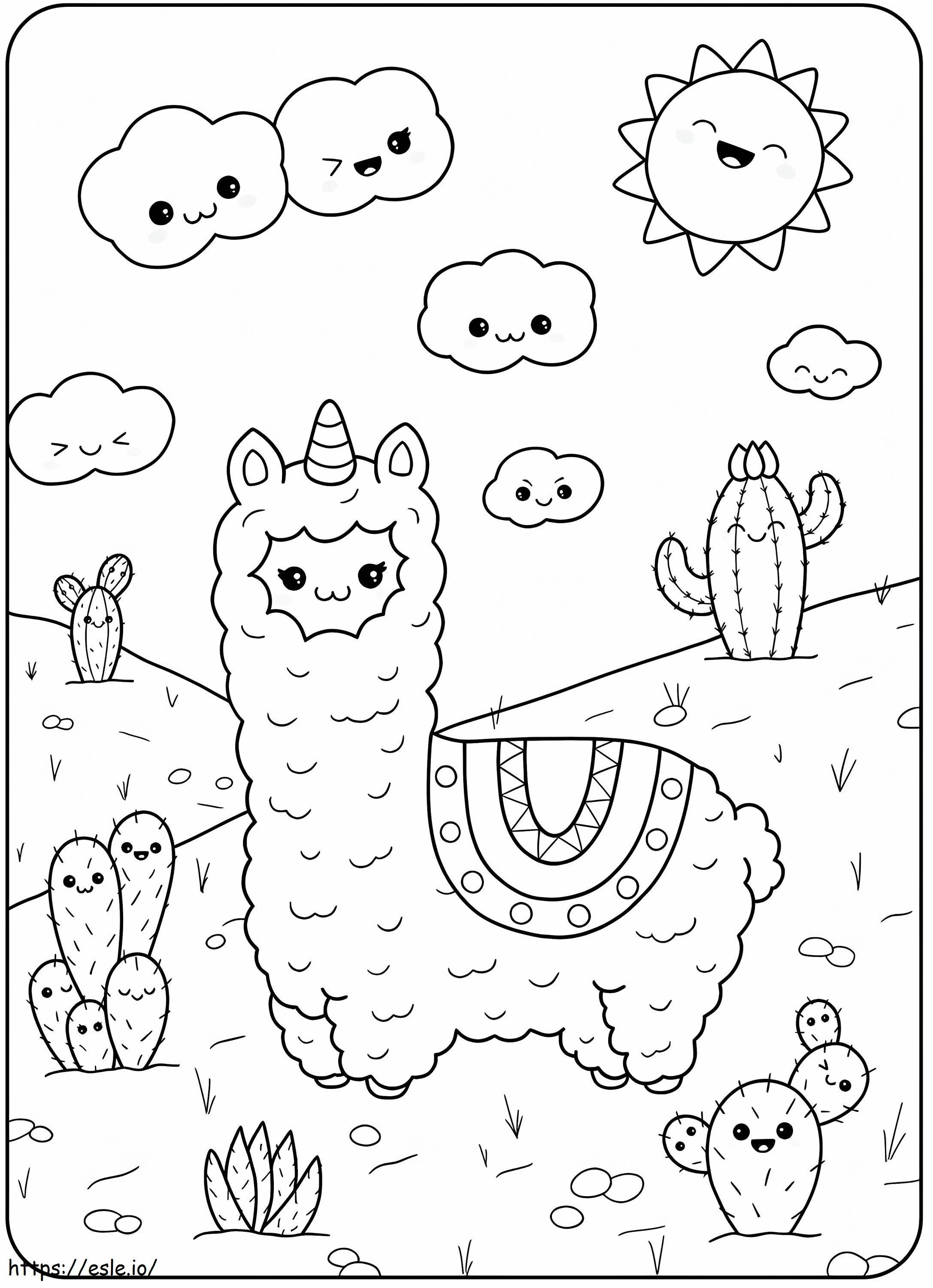 Cute Llamacorn coloring page