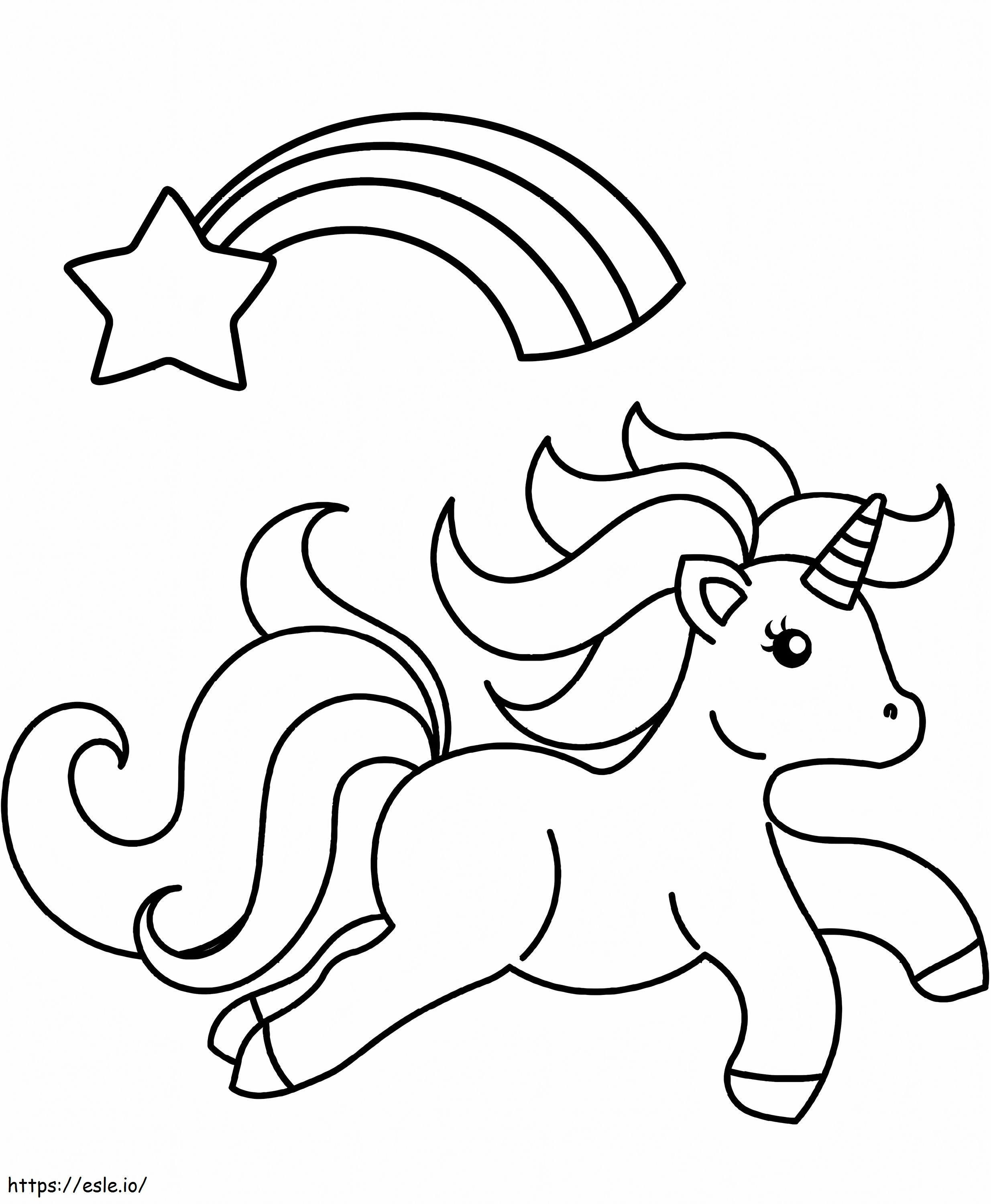 1564449032 Unicorn cu o stea căzătoare A4 de colorat