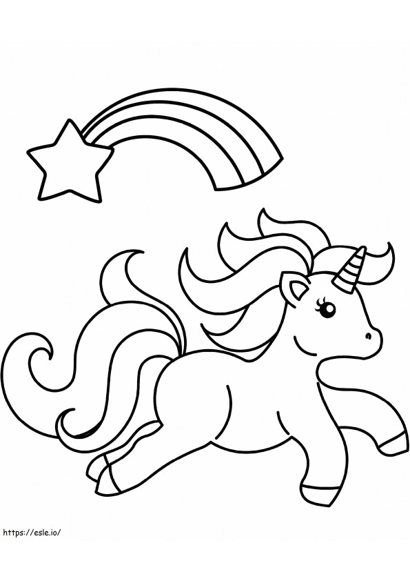 1564449032 Unicorn cu o stea căzătoare A4 de colorat