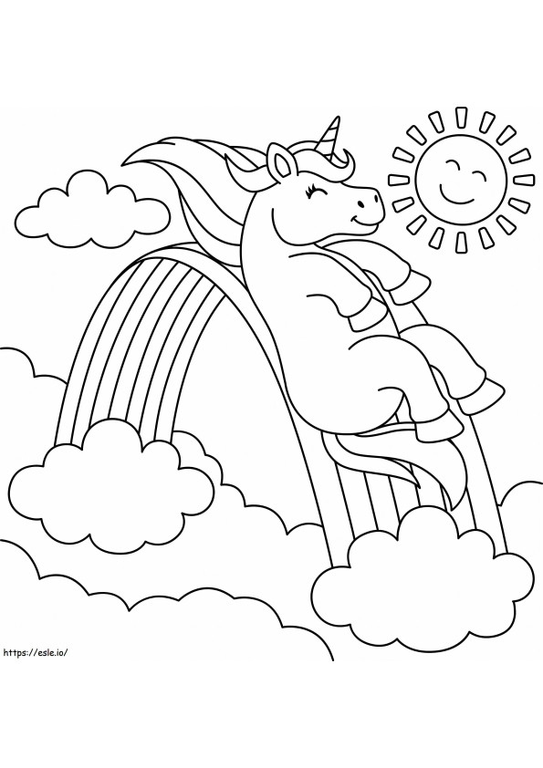 Unicorn Gliding Over The Rainbow coloring page