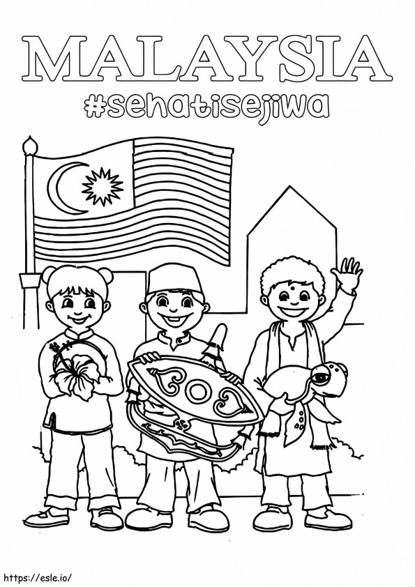 Crianças da Malásia para colorir