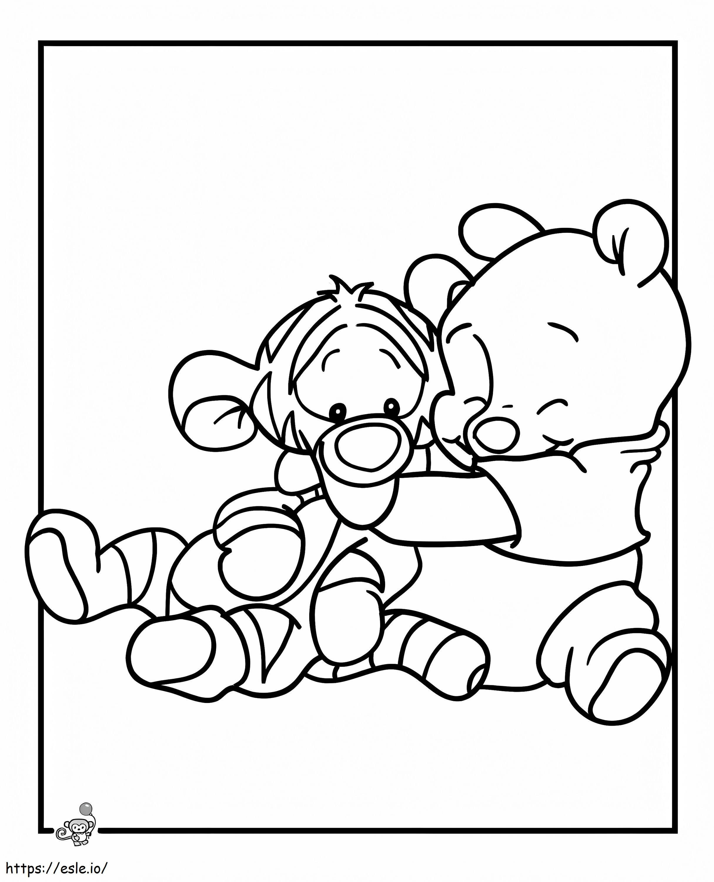 Baby Pooh și Tigru de colorat