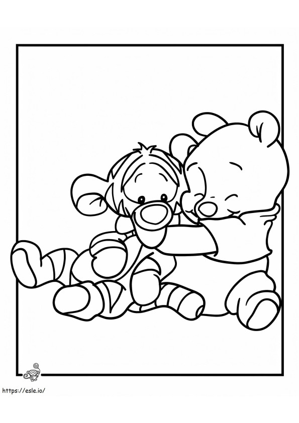 Bebê Pooh e Tigrão para colorir