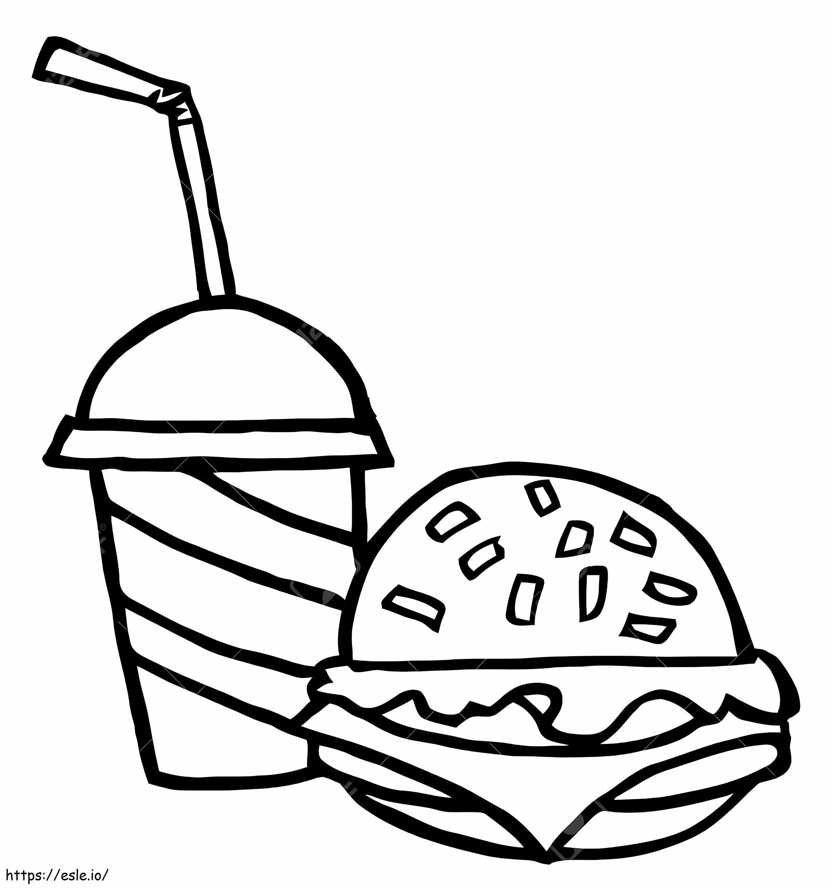 Burgers And Drinks coloring page