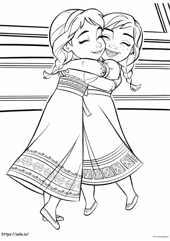 Child Elsa And Anna Scaled coloring page