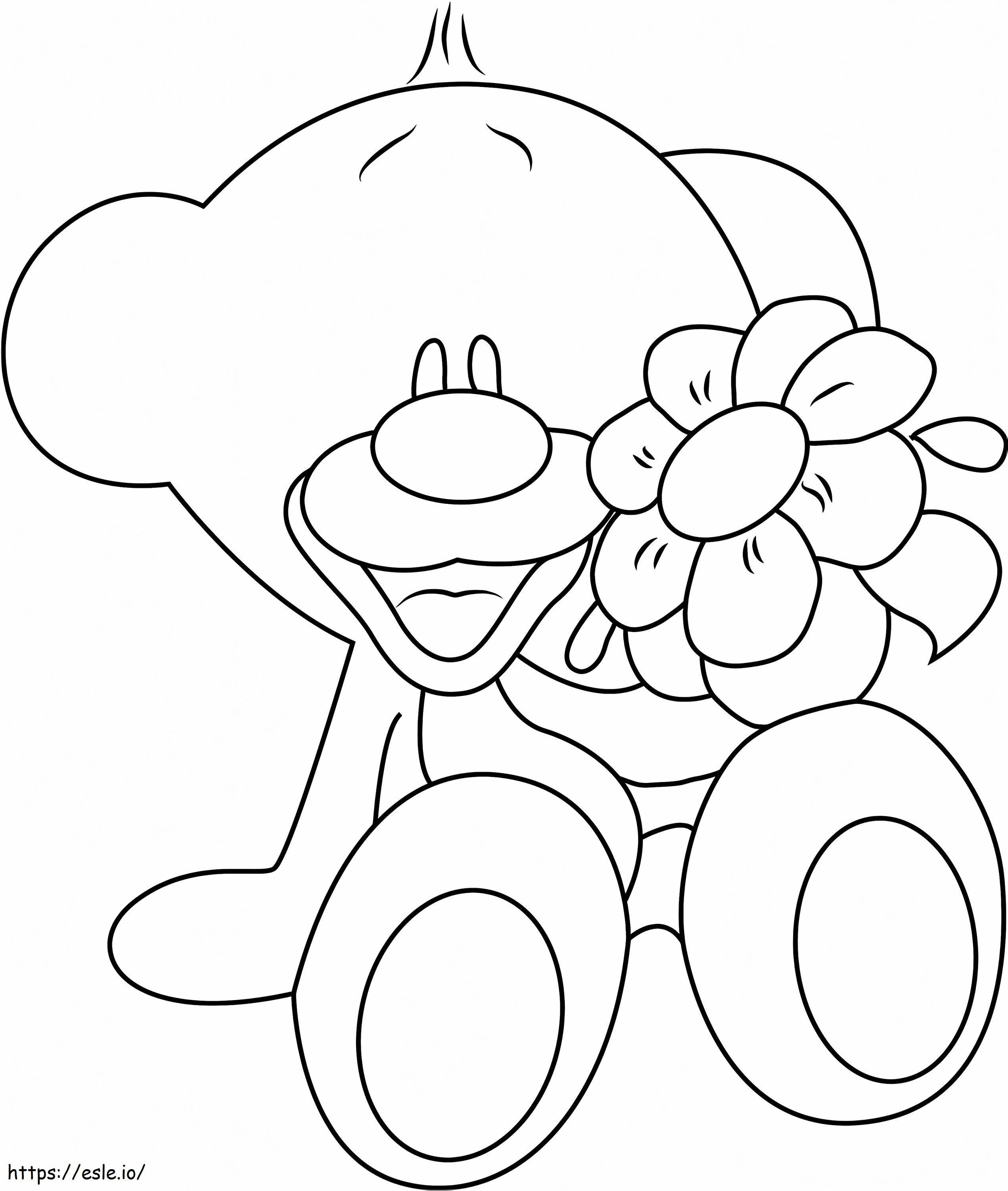 Coloriage 1531883112 Pimboli avec fleur A4 à imprimer dessin
