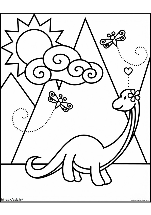 Brontosaurus And Butterfly coloring page