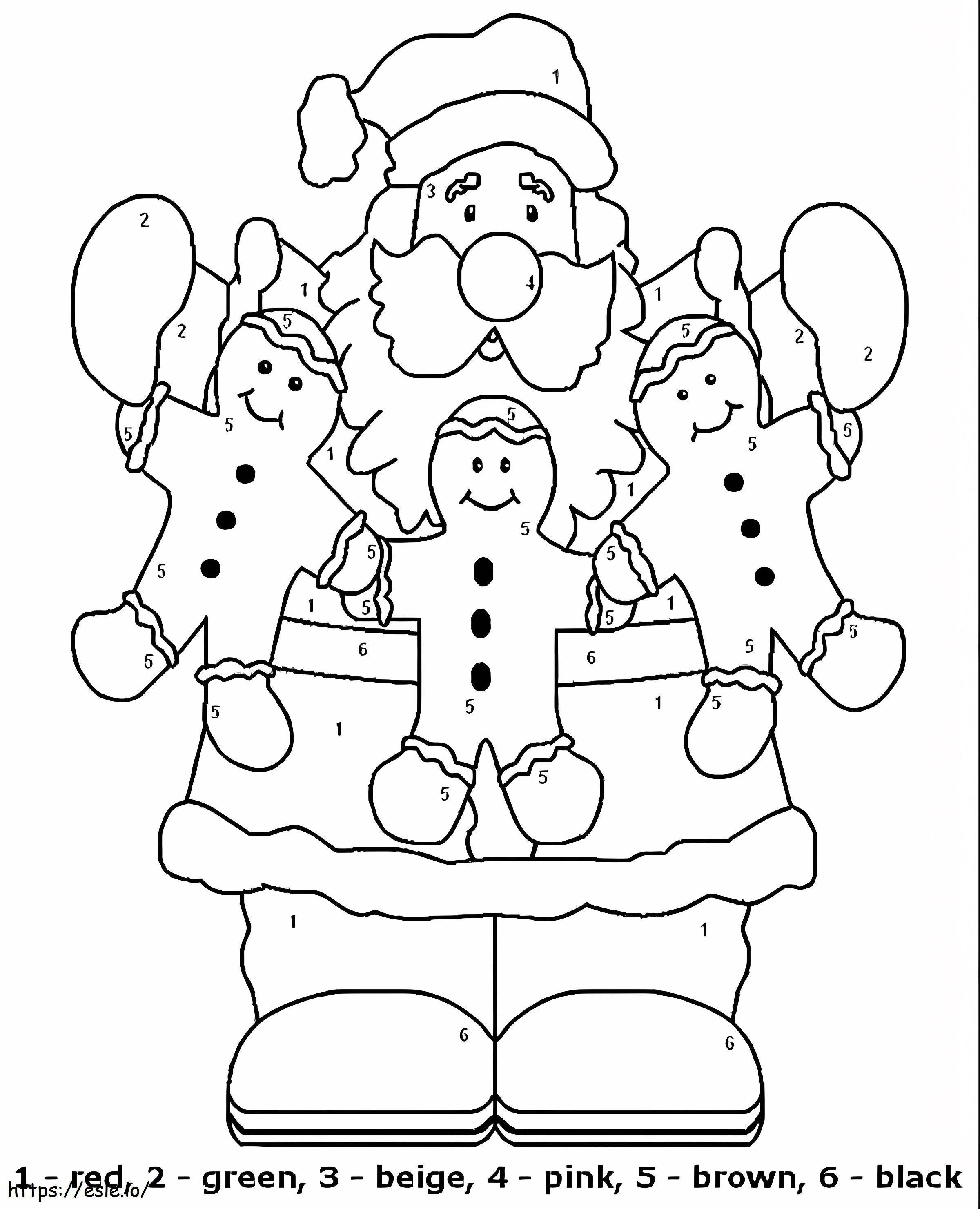 Santa For Kindergarten Color By Number coloring page