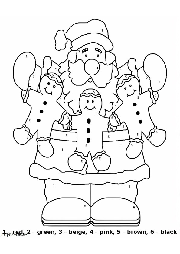Coloriage Coloriage numéroté du Père Noël pour la maternelle à imprimer dessin