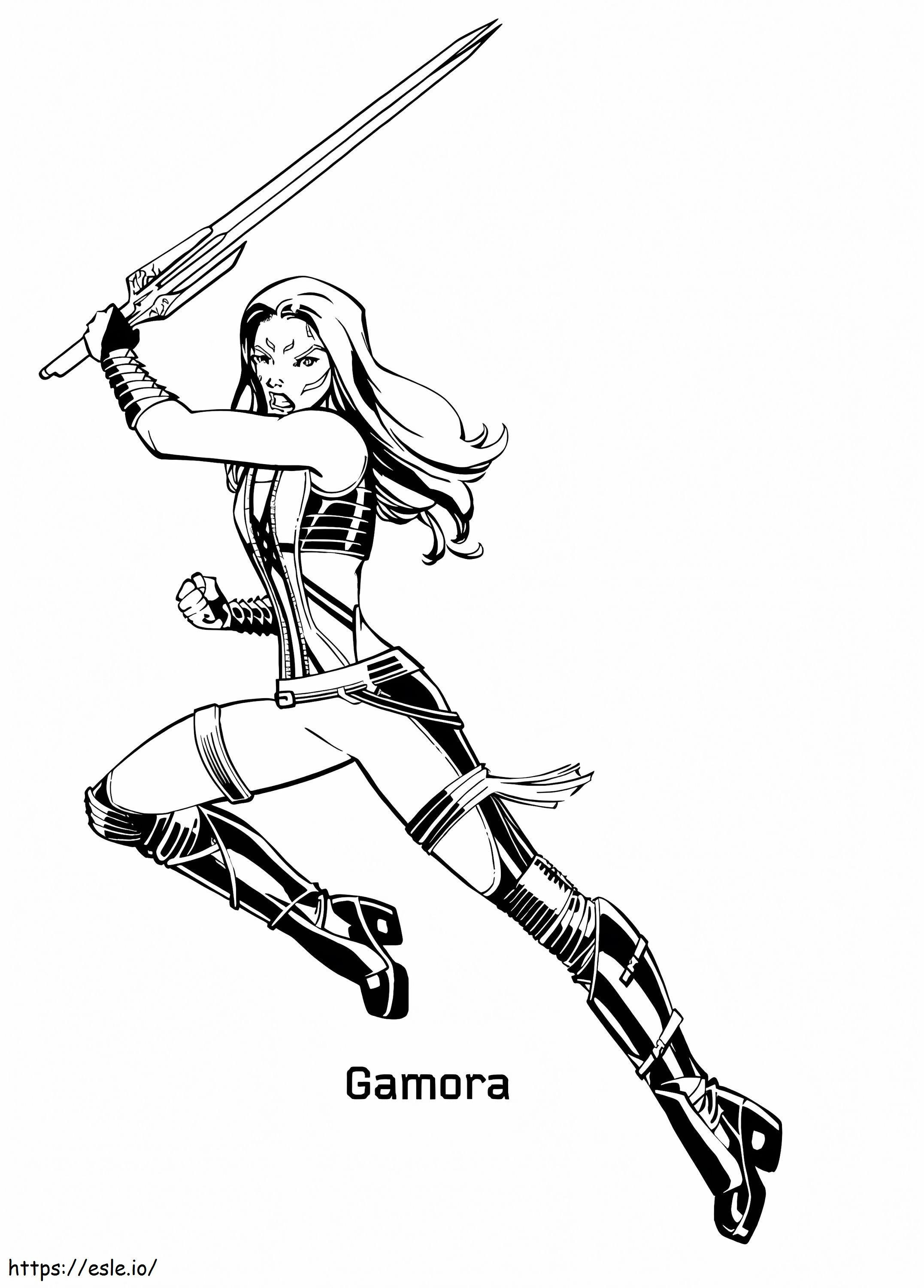 Coloriage Gamora avec l'épée à imprimer dessin