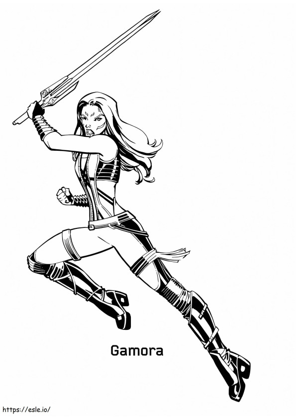 Gamora com espada para colorir