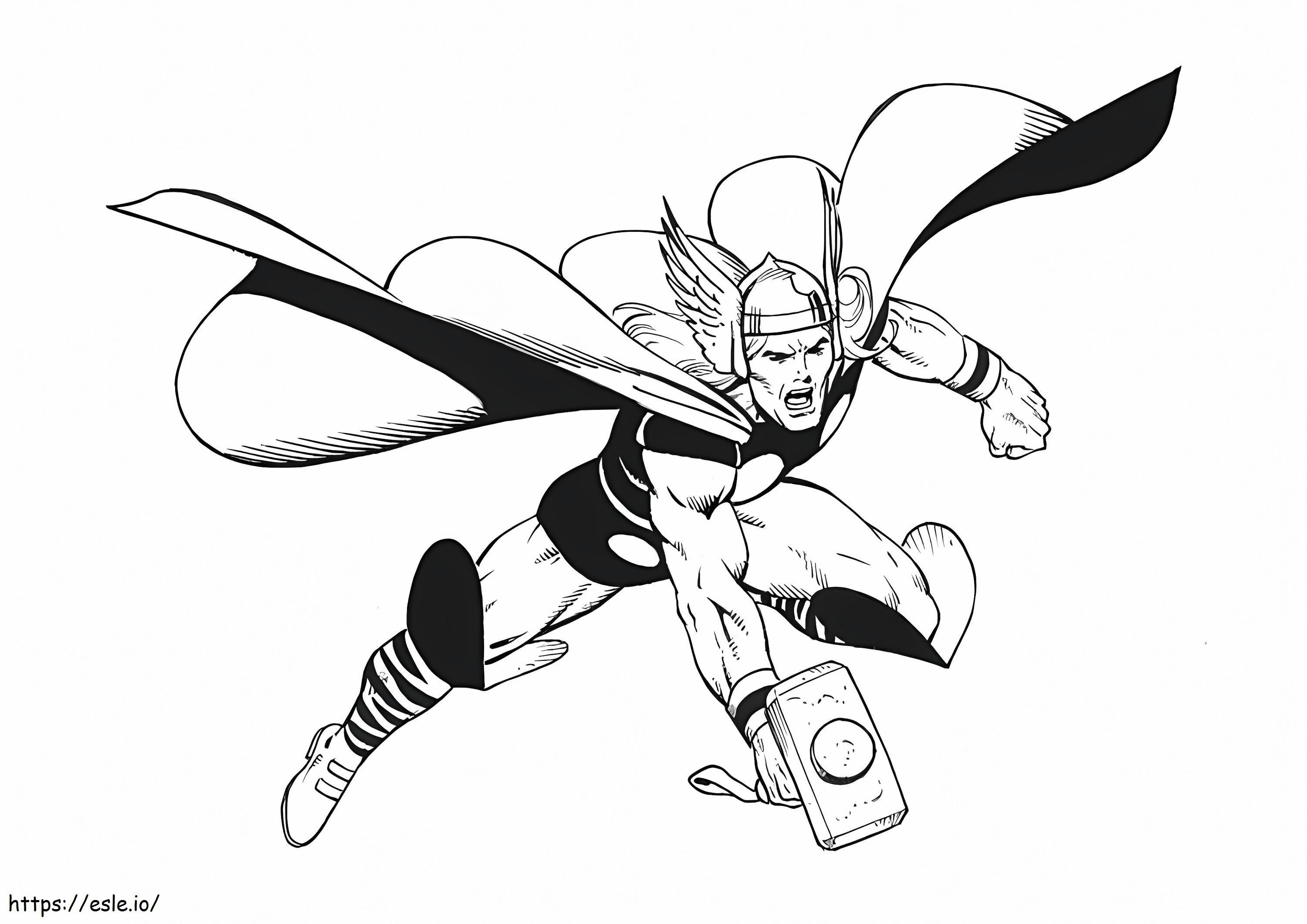 Coloriage Thor attaquant à imprimer dessin
