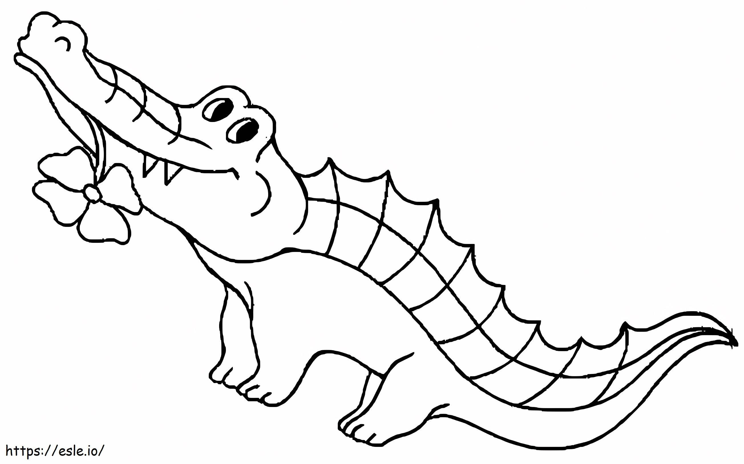 Crocodile And Flower coloring page