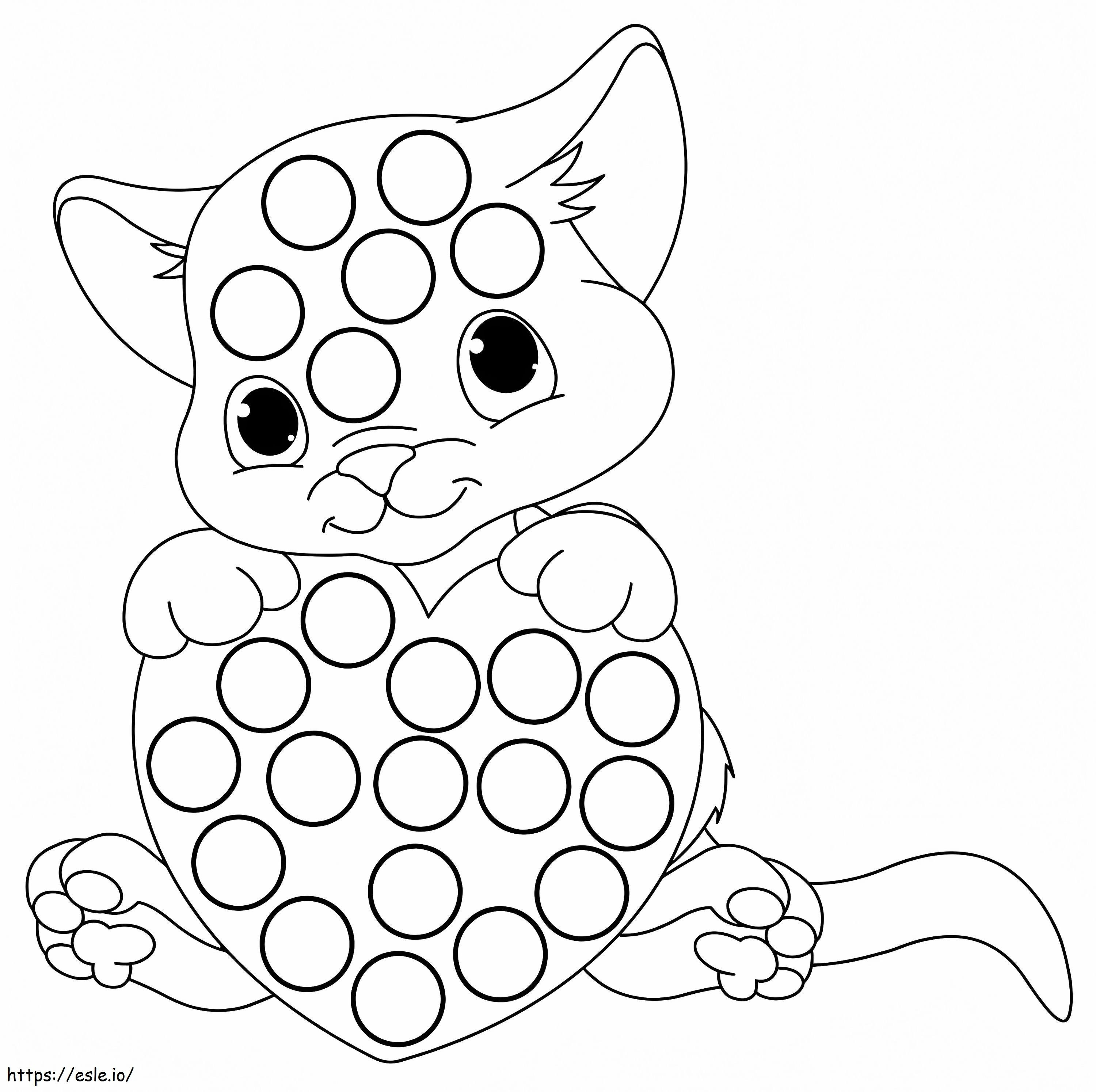 Marcador de pontos de gatinho para colorir