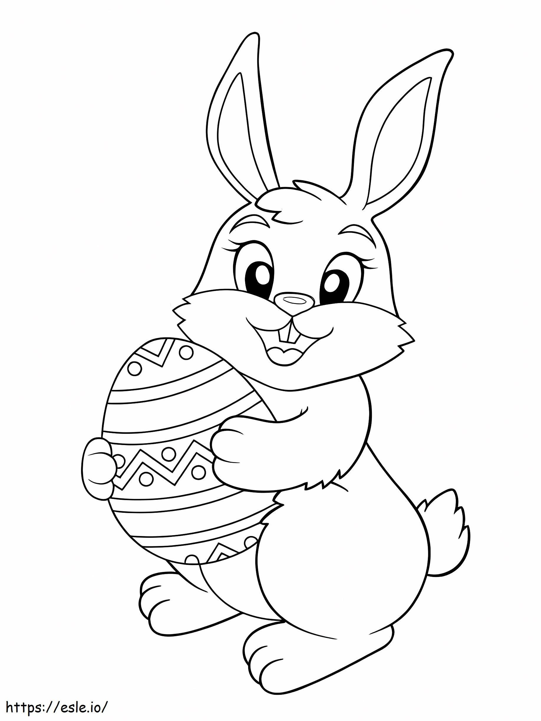 Coloriage Lapin de Pâques avec oeuf de Pâques à imprimer dessin