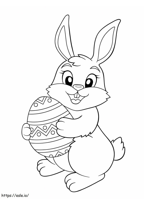 Coloriage Lapin de Pâques avec oeuf de Pâques à imprimer dessin