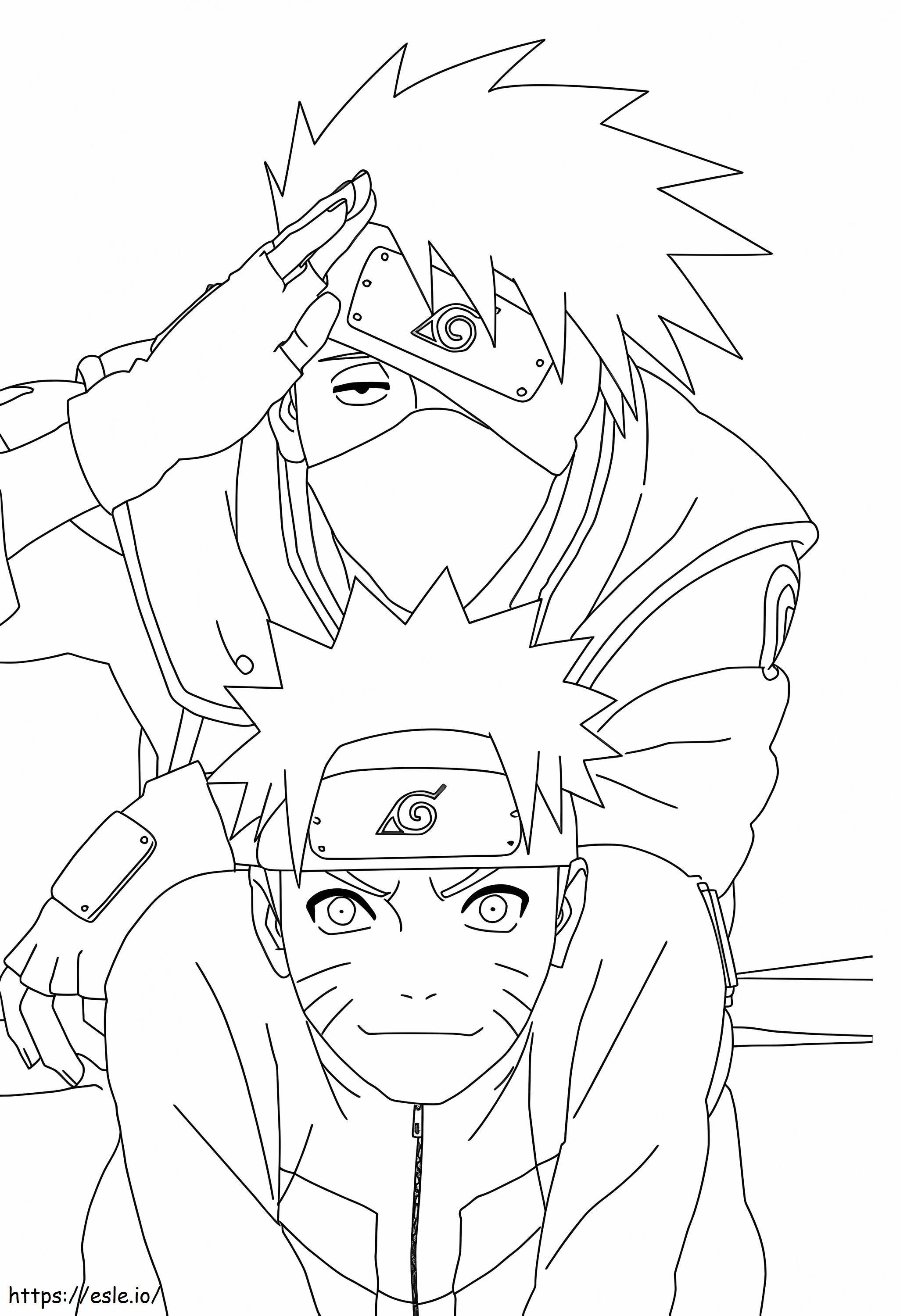 Naruto și Kakashi de colorat