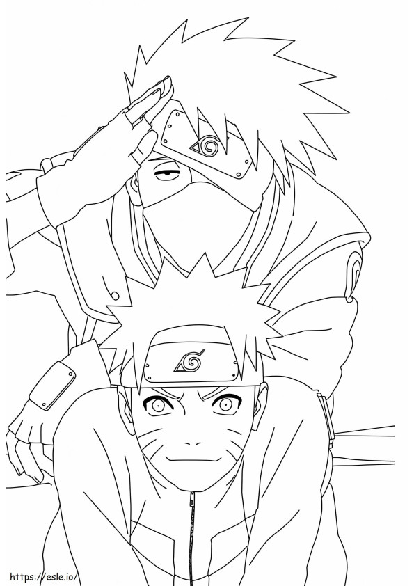 Coloriage Naruto et Kakashi à imprimer dessin
