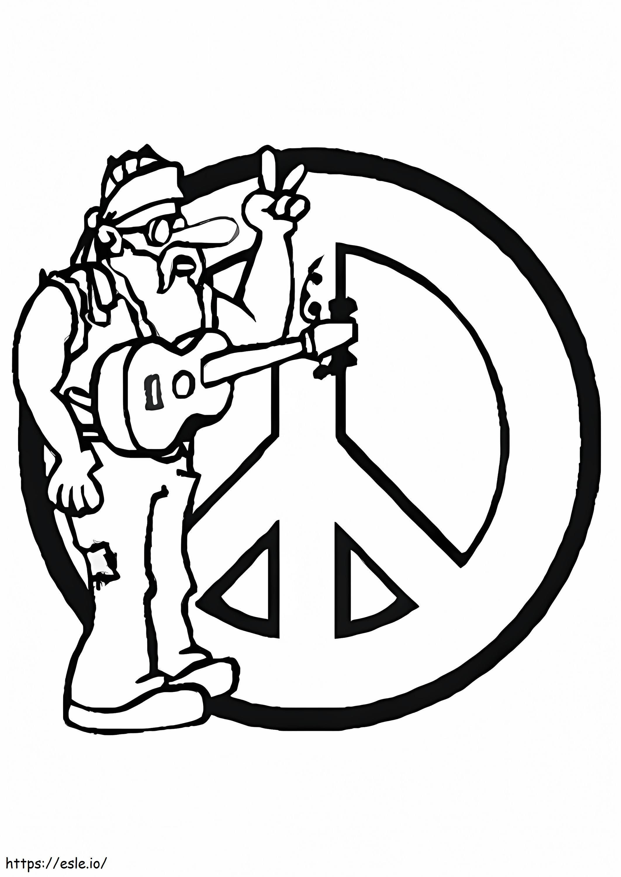 Hippy Man Peace coloring page
