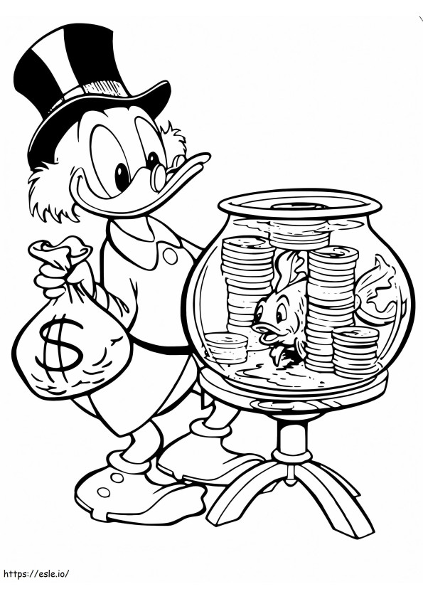Scrooge McDuck And Goldfish coloring page