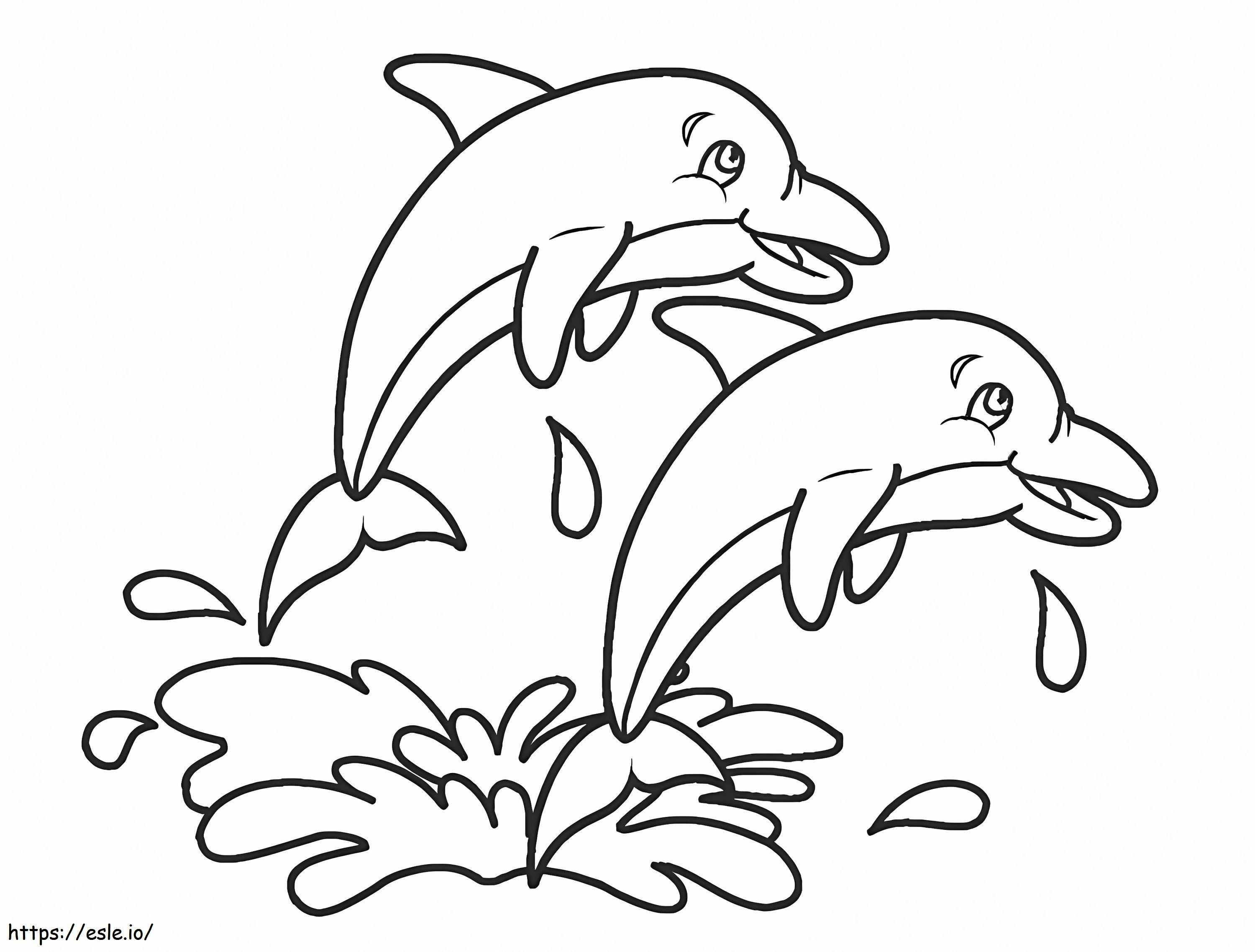 Casal de golfinhos para colorir