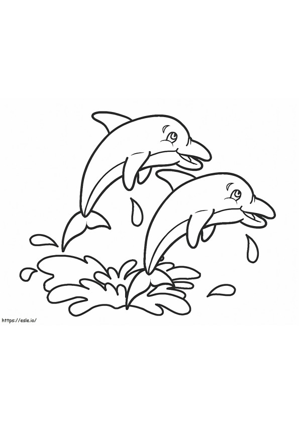 イルカのカップル ぬりえ - 塗り絵