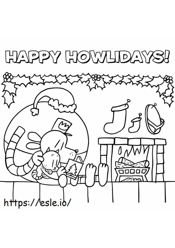 Merry Christmas Dog Man coloring page