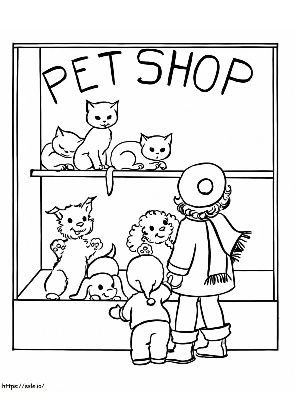 La tienda de mascotas para colorear para colorear