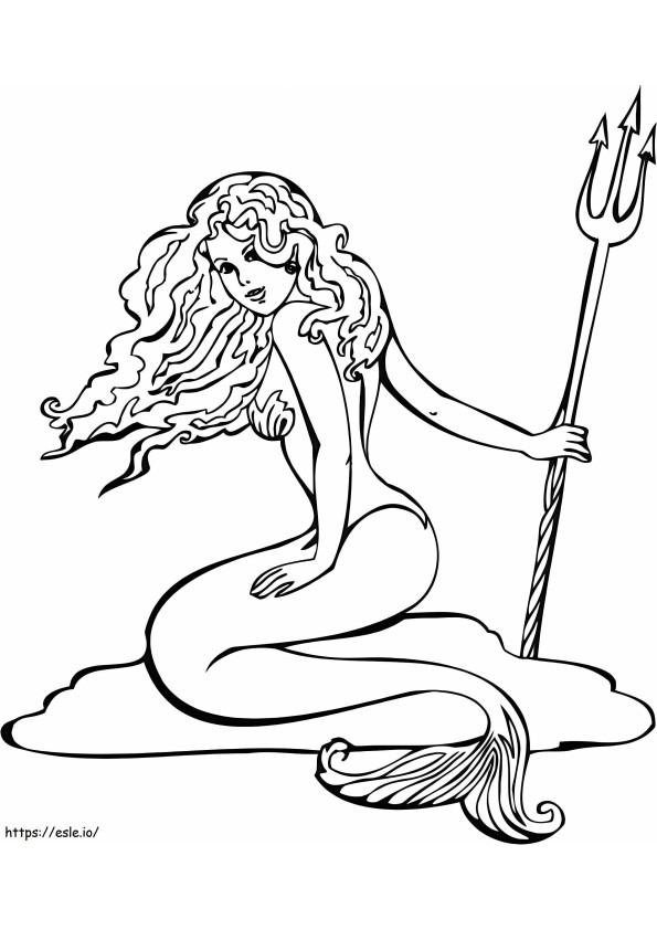 Mermaid With Pitchfork coloring page