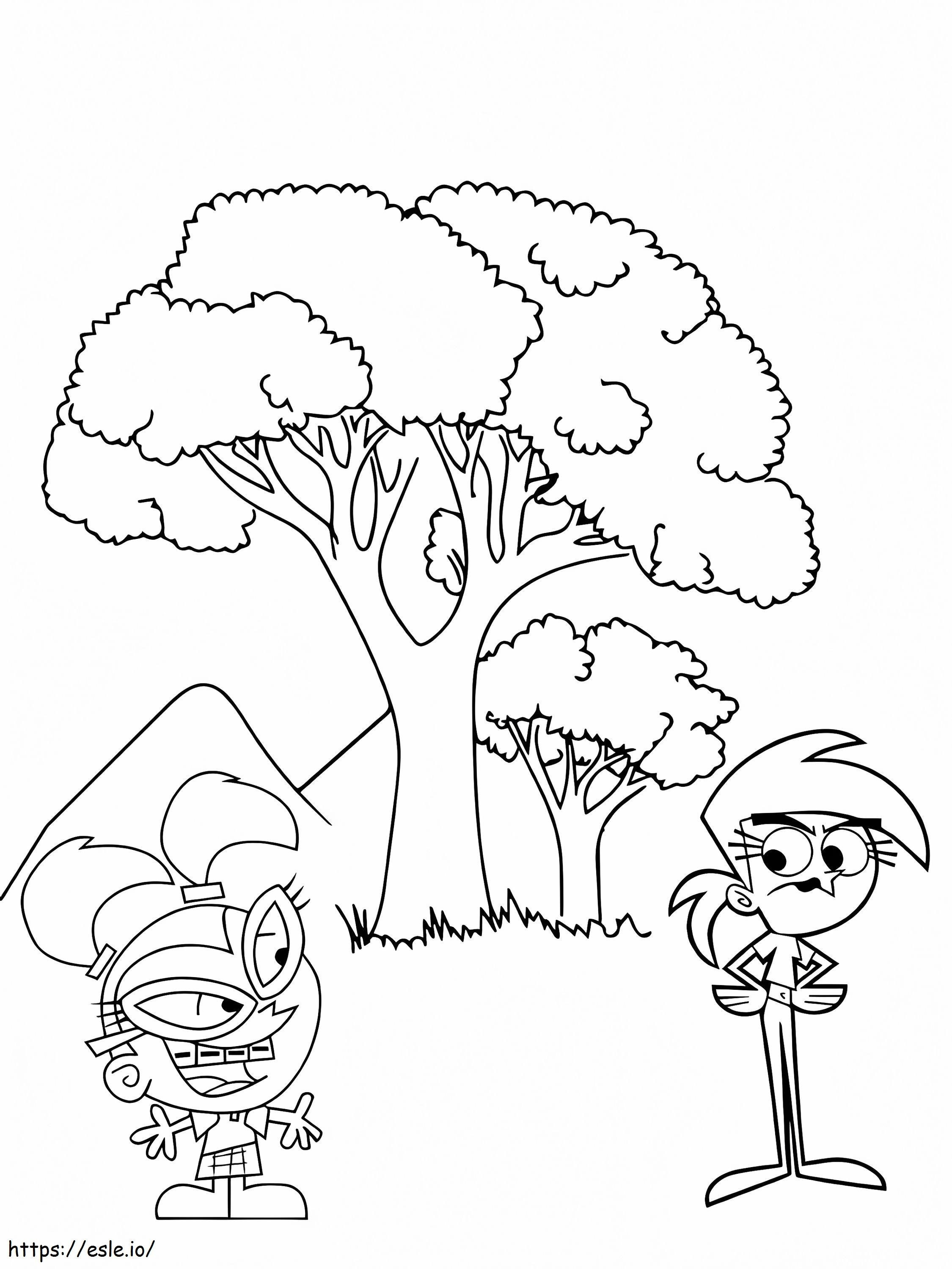 Coloriage Tootie et Vicky dans la forêt à imprimer dessin