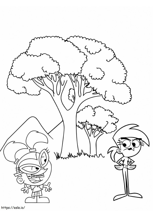 Coloriage Tootie et Vicky dans la forêt à imprimer dessin
